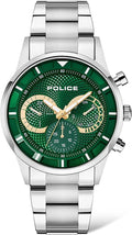 Police Men's Watch with Green Dial and Silver Strap PEWJK2014301