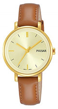 Pulsar Ladies Classic Watch with Tan Leather Strap and Gold Dial PH8364X1