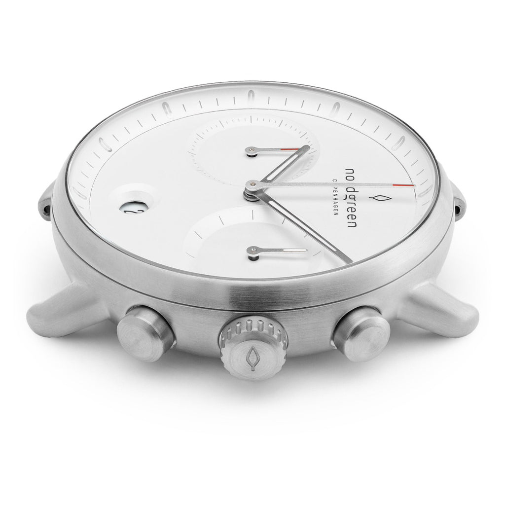 Nordgreen Pioneer Scandinavian Men's Chronograph Watch with White Dial