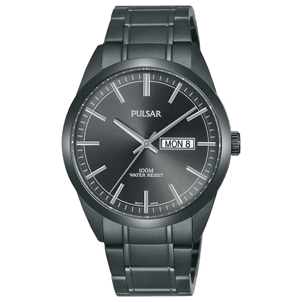 Pulsar Mens Gunmetal Dial and Gunmetal Stainless Steel Strap Watch PJ6075X1