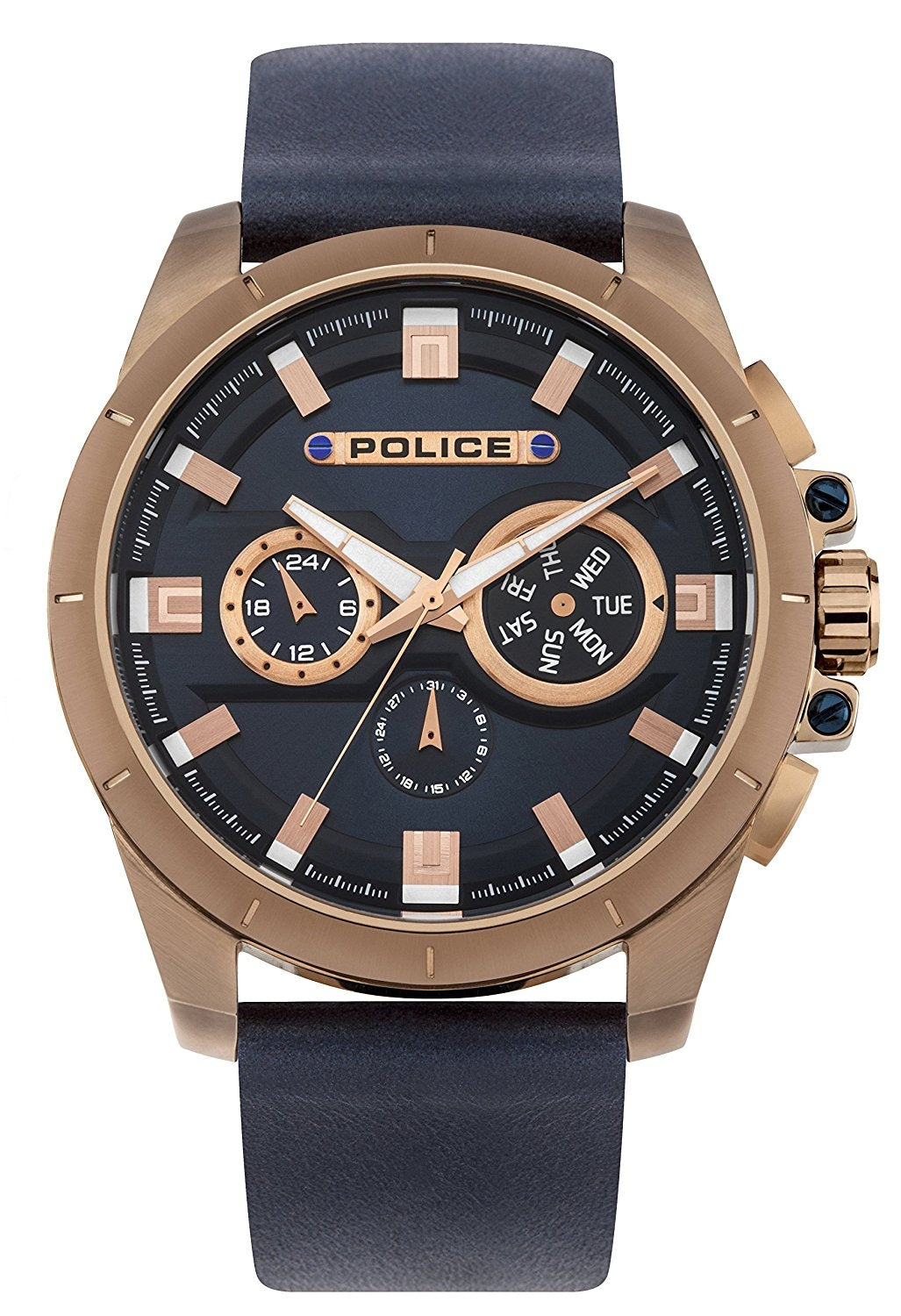 Police Men's Analogue Quartz Watch With Blue Leather Strap PL95046AEU/02B