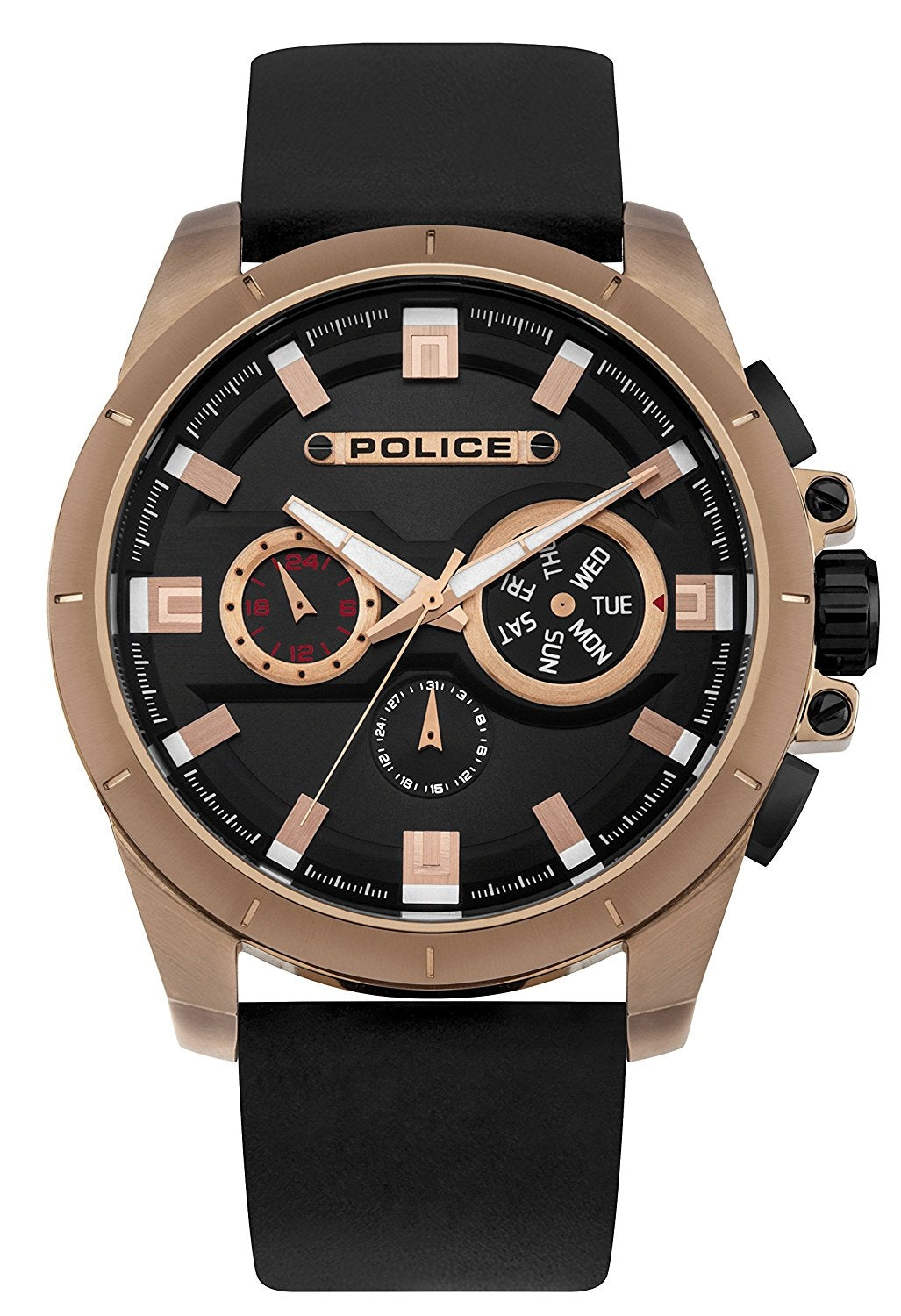 Police Men's Analogue Quartz Watch With Black Leather Strap PL95046AEU/03