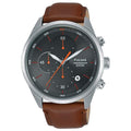 Pulsar Mens Chronograph Watch with Black Dial and Brown Leather Strap PM3103X1