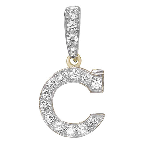 Pendant Cychwynnol Aur Gwyn 9ct