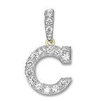 Pendant Cychwynnol Aur Gwyn 9ct