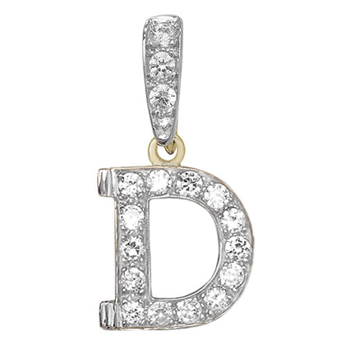 Pendant Cychwynnol Aur Gwyn 9ct