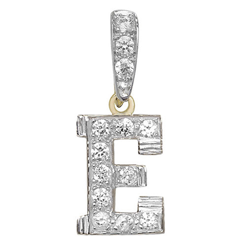 Pendant Cychwynnol Aur Gwyn 9ct