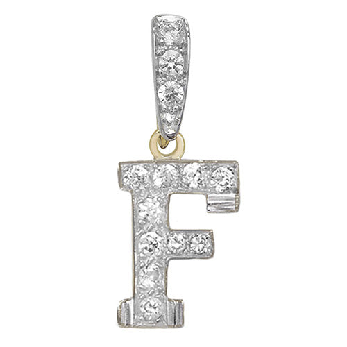 Pendant Cychwynnol Aur Gwyn 9ct