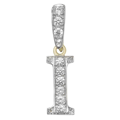 Pendant Cychwynnol Aur Gwyn 9ct