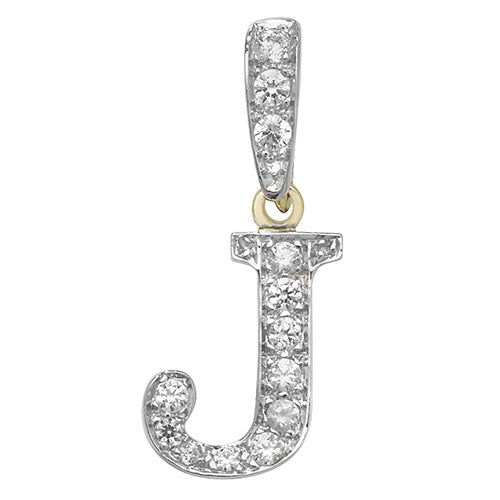 Pendant Cychwynnol Aur Gwyn 9ct