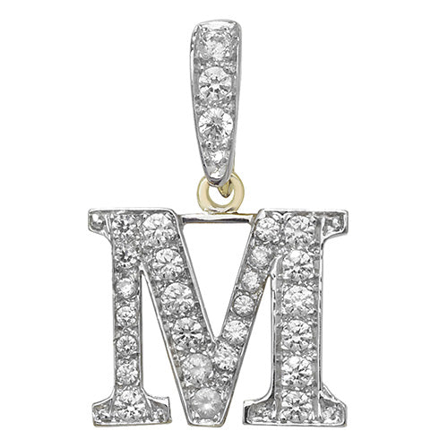 Pendant Cychwynnol Aur Gwyn 9ct
