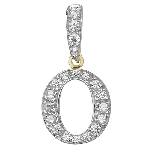 Pendant Cychwynnol Aur Gwyn 9ct