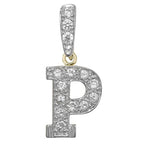 Pendant Cychwynnol Aur Gwyn 9ct