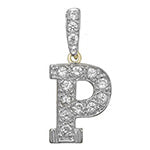 Pendant Cychwynnol Aur Gwyn 9ct