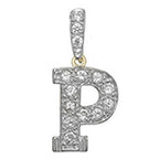 Pendant Cychwynnol Aur Gwyn 9ct