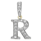Pendant Cychwynnol Aur Gwyn 9ct