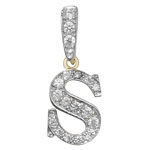 Pendant Cychwynnol Aur Gwyn 9ct