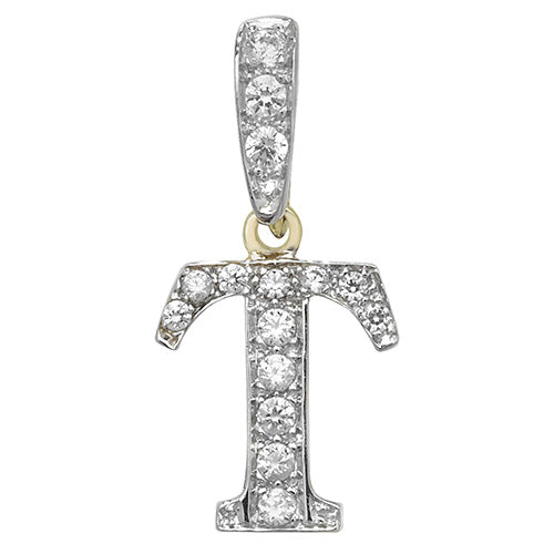 Pendant Cychwynnol Aur Gwyn 9ct