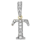 Pendant Cychwynnol Aur Gwyn 9ct