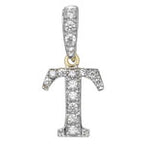 Pendant Cychwynnol Aur Gwyn 9ct