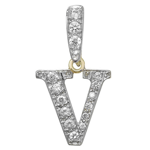Pendant Cychwynnol Aur Gwyn 9ct