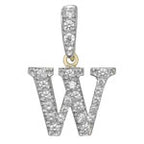 Pendant Cychwynnol Aur Gwyn 9ct