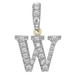 Pendant Cychwynnol Aur Gwyn 9ct