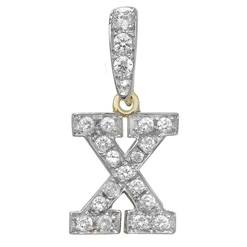 Pendant Cychwynnol Aur Gwyn 9ct