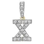 Pendant Cychwynnol Aur Gwyn 9ct