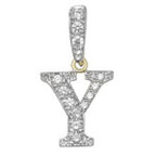 Pendant Cychwynnol Aur Gwyn 9ct