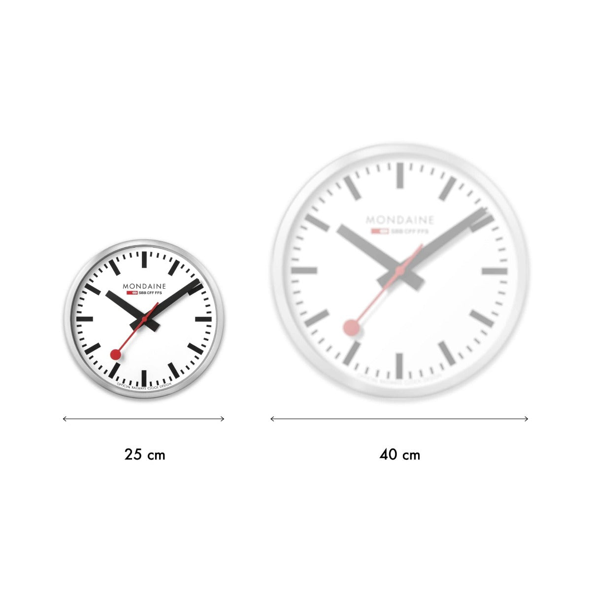 Mondaine Wall Clock with White Face and Silver Case A990.CLOCK