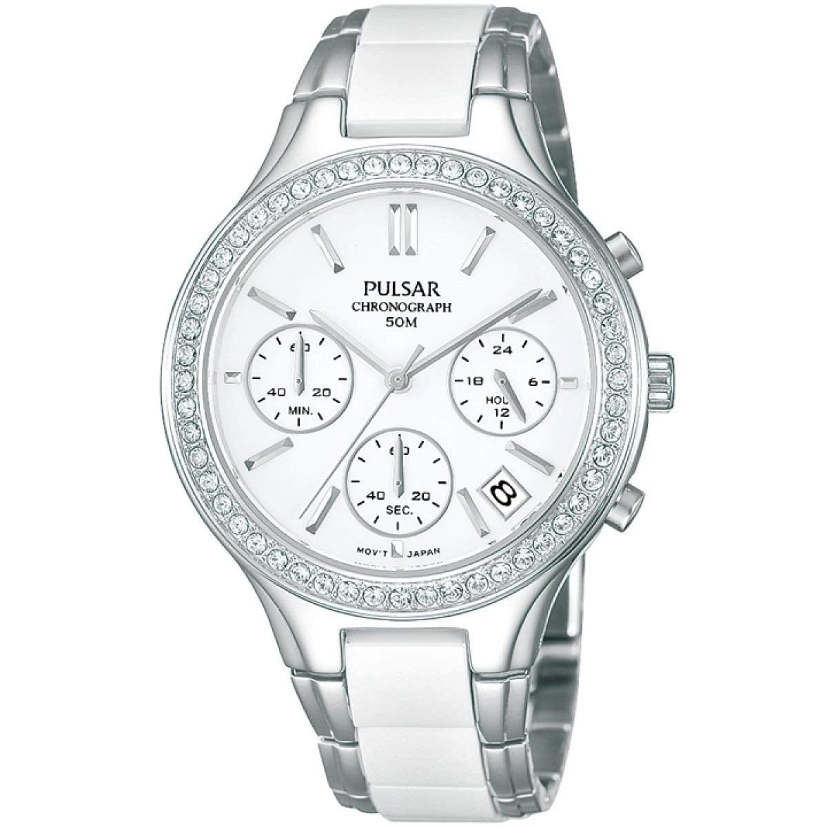Pulsar Ladies White Ceramic & Stainless Steel Watch PT3305X1