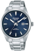 Pulsar Men's Solar Watch with Blue Dial and Silver Strap PX3181X1