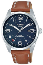 Pulsar Blue Dial Brown Leather Strap Solar Men's Watch PX3189X1