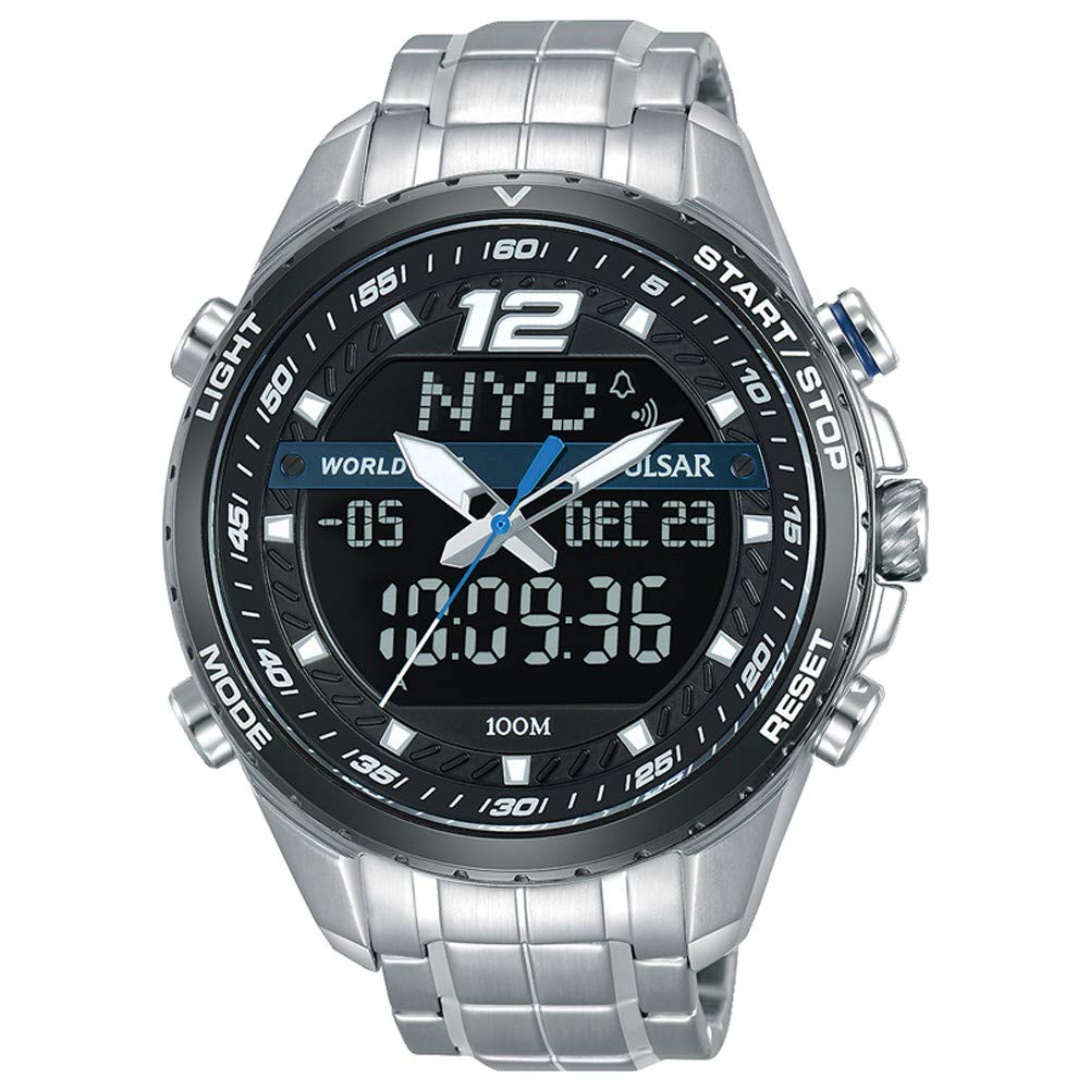 Pulsar Men's Analogue and Digital Watch with Silver Stainless Steel Strap PZ4027X1