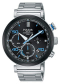 Pulsar Mens Black Dial Solar Powered Chronograph Watch PZ5065X1