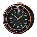 Cloc Larwm wrth Erchwyn Gwely Seiko gyda Deial Ddu QHE184T