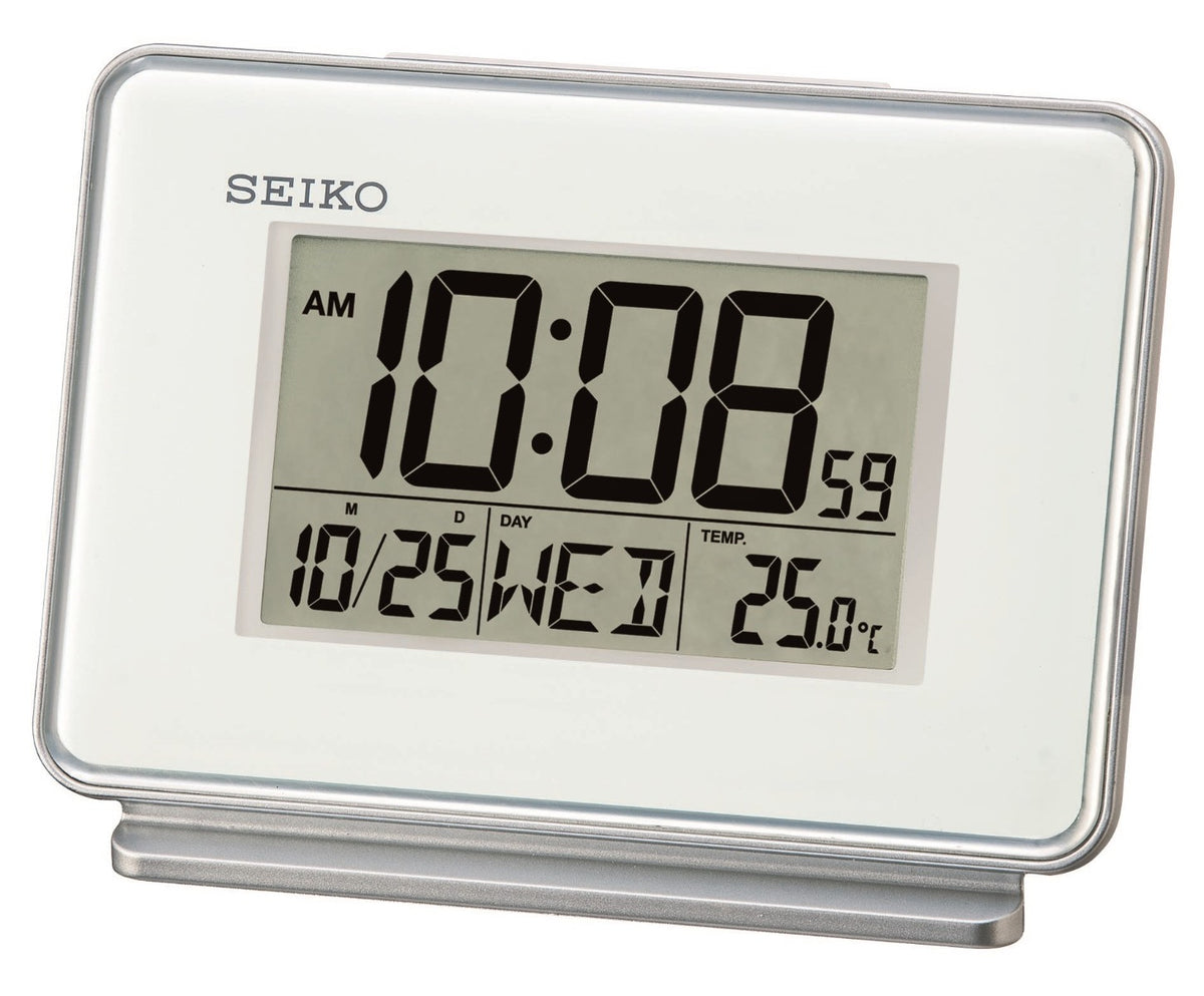 Seiko Clocks Desk / Bedside Digital Clock with Alarm and Temperature QHL068W