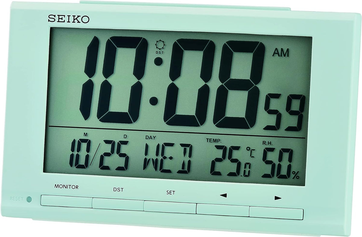 Seiko Clocks Blue Digital Alarm Clock QHL090L