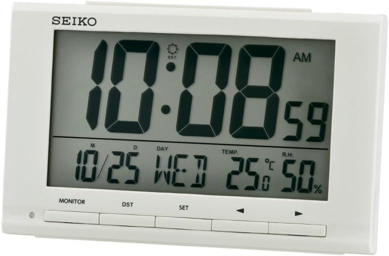 Seiko Clocks White Digital Alarm Clock QHL090W