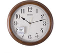 Seiko Clocks Solid Oak Wall Clock with White Face QXA153B