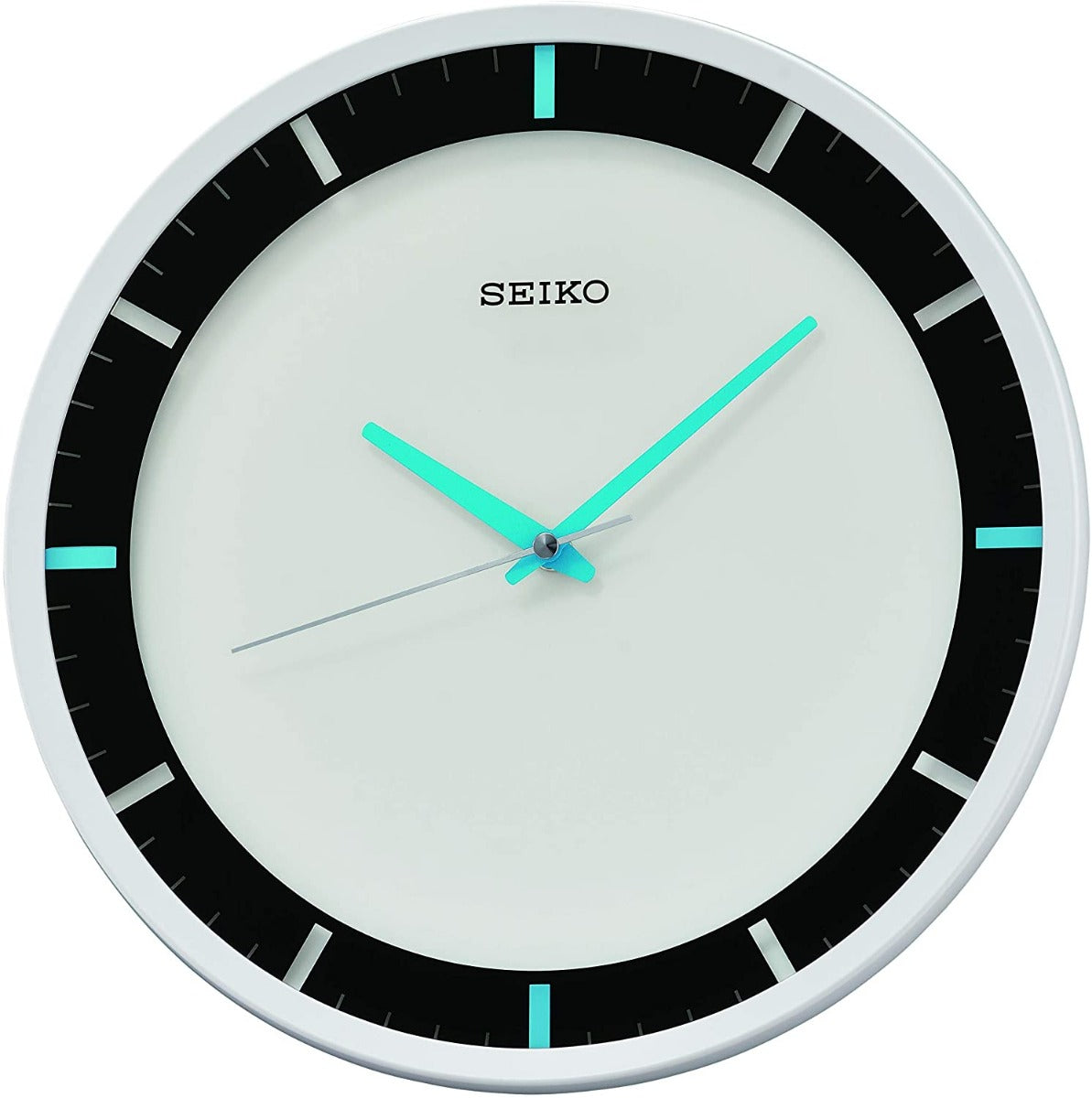 Seiko Clock with White Dial and Silver Plastic Case QXA769W