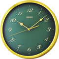 Seiko Wall Clock with Green Dial and Gold Case QXA784F