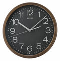 Seiko Wall Clock with Black Face and Brown Case QXA808A