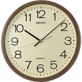Cloc Wal Seiko gydag Wyneb Hufen a Chas Brown QXA808B