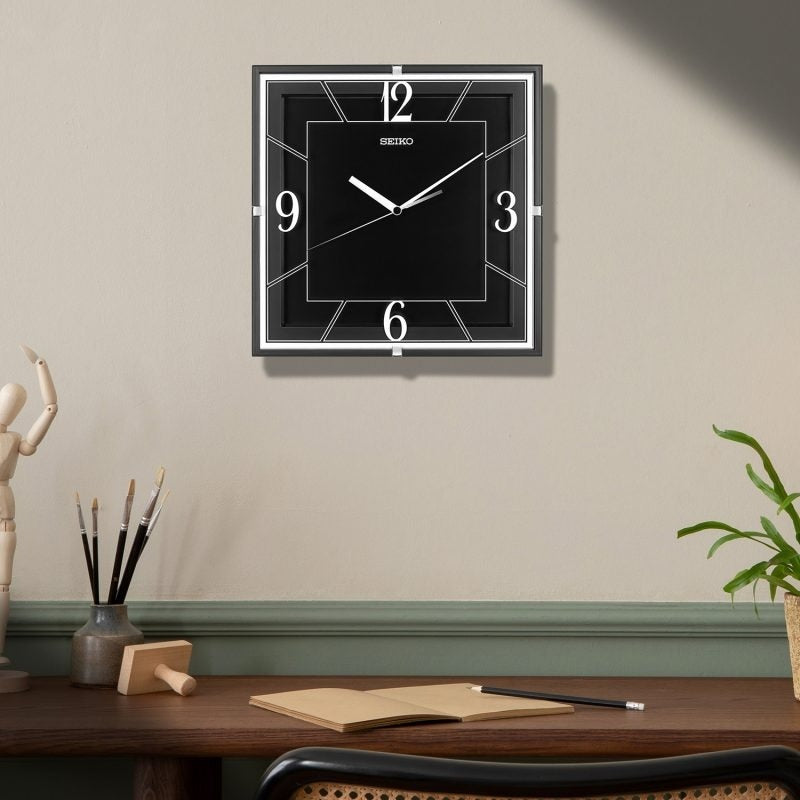 Seiko Retro Wall Clock with Black Face and Black Case QXA821K *Refurbished*