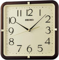 Cloc Wal Seiko gydag Wyneb Llwydfelyn ac Achos Brown QXA833D