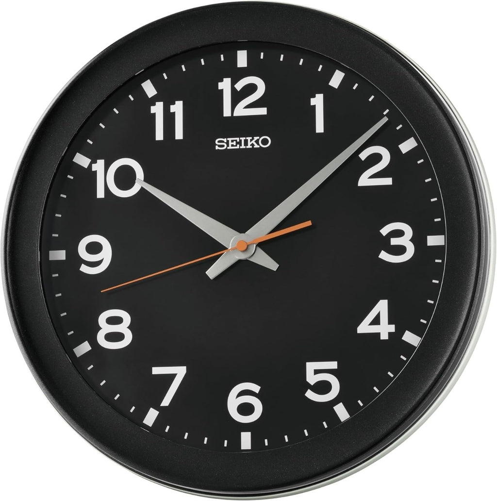 Seiko Wall Clock with Black Face and Black Case QXA835K