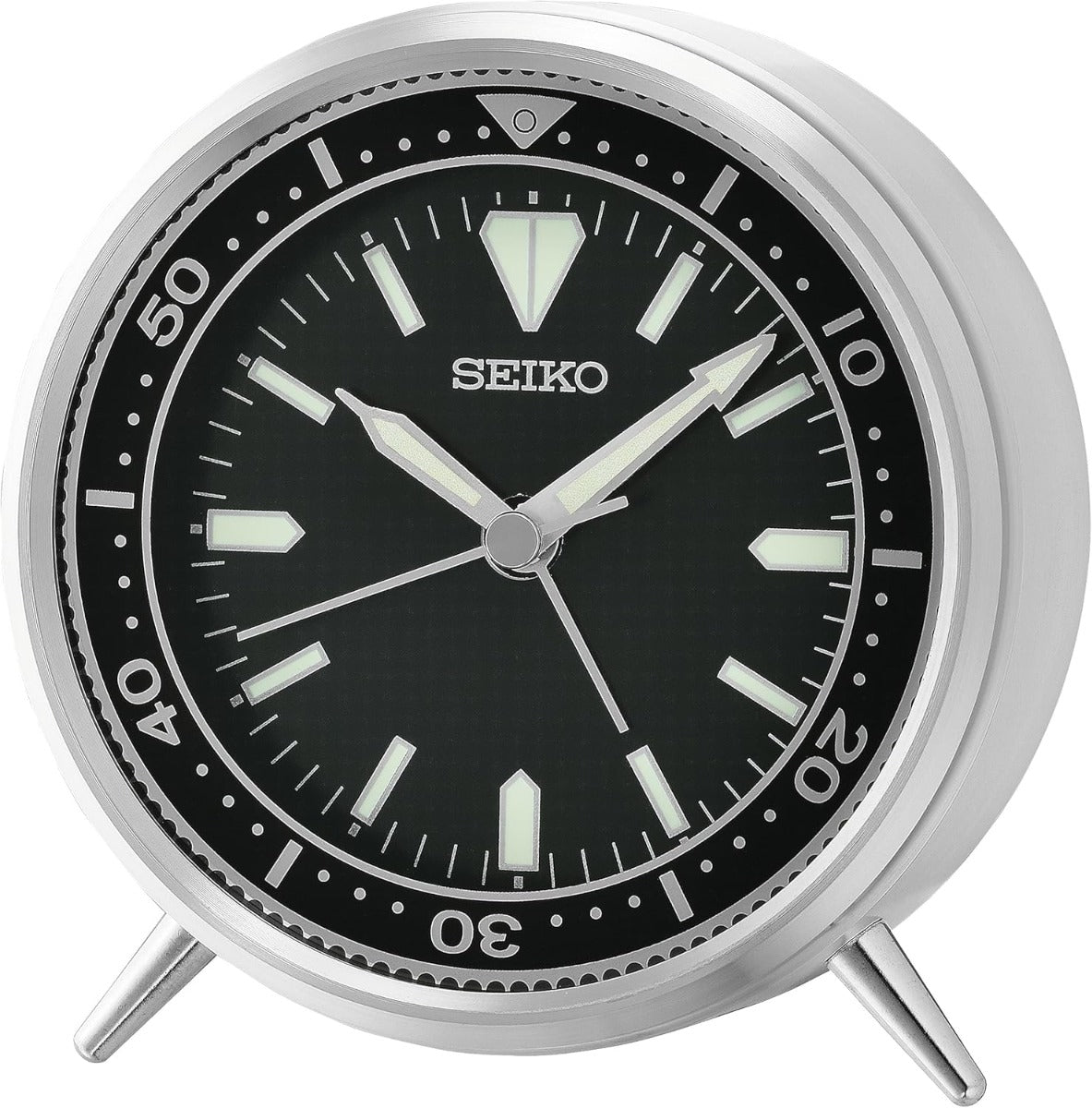 Cloc Mantell Seiko gydag Achos Arian a Deial Du QXE065K