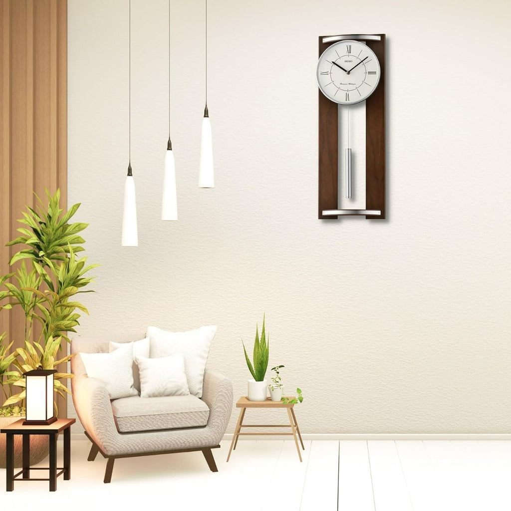 Seiko Clocks Wooden Pendulum Wall Clock QXH078Z